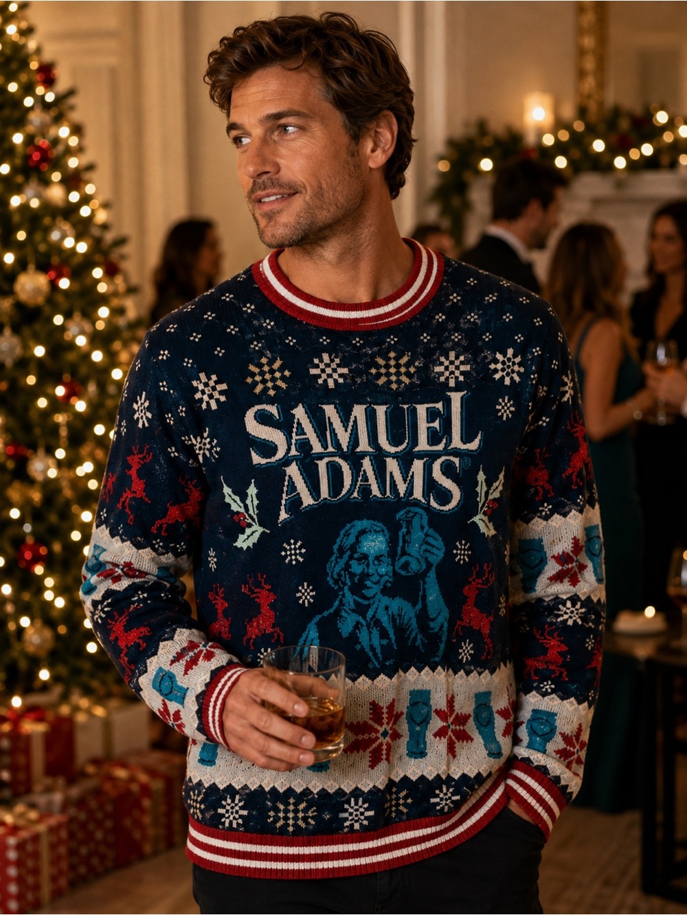 Samuel Adams Tipsy Elves Christmas Party Sweater Mens M